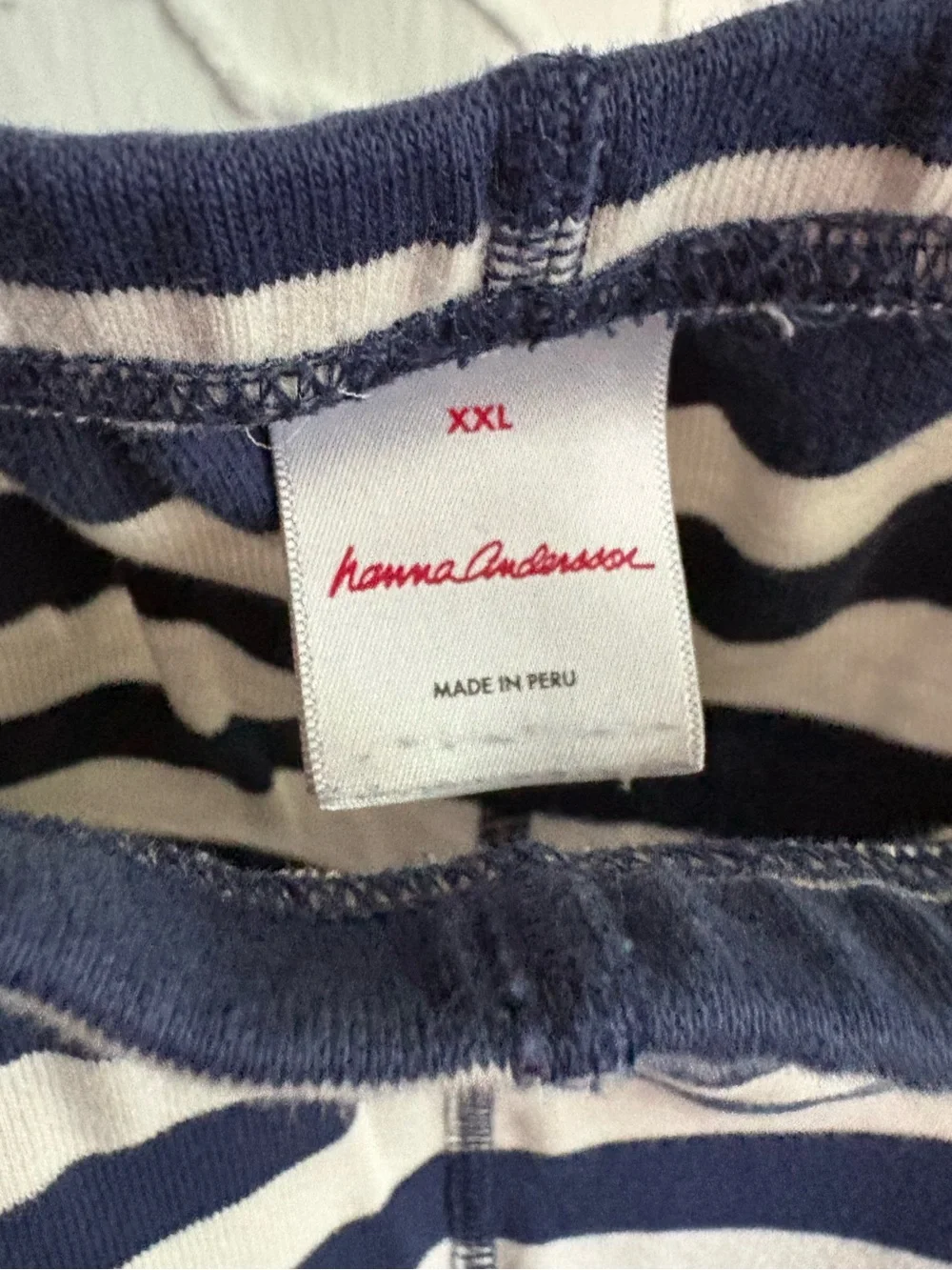 Hanna Andersson Adult Pajama Set XXL Organic Cotton Navy White Striped